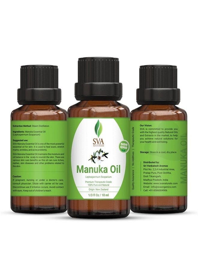 SVA Organics - SVA Organics Manuka Essential Oil 10 ml Pure Natural Undiluted Oil for Skin, Face, Face, Nails, Body Care & Aromatherapy - Image 1
