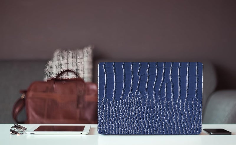 KEROM Compatible for Crocodile MacBook Pro 13 Inch Case 2025-2016 M2 M1 A2338 A2289 A2251 A2159 A1989 A1706 A1708, Textured Aligator Skin Snakeskin PU Leather Hardshell & Keyboard Cover, Blue - Image 4