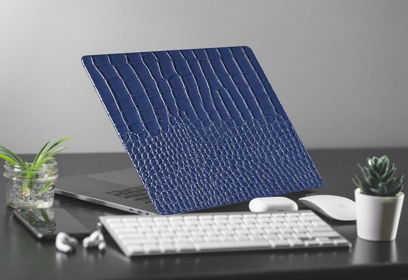 KEROM Compatible for Crocodile MacBook Pro 13 Inch Case 2025-2016 M2 M1 A2338 A2289 A2251 A2159 A1989 A1706 A1708, Textured Aligator Skin Snakeskin PU Leather Hardshell & Keyboard Cover, Blue - Image 5