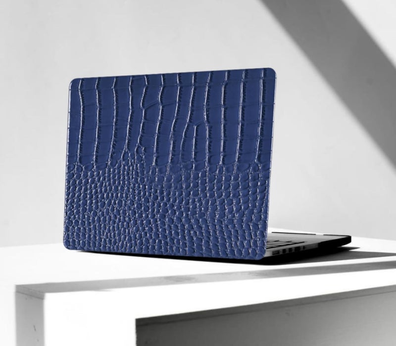 KEROM Compatible for Crocodile MacBook Pro 13 Inch Case 2025-2016 M2 M1 A2338 A2289 A2251 A2159 A1989 A1706 A1708, Textured Aligator Skin Snakeskin PU Leather Hardshell & Keyboard Cover, Blue - Image 1