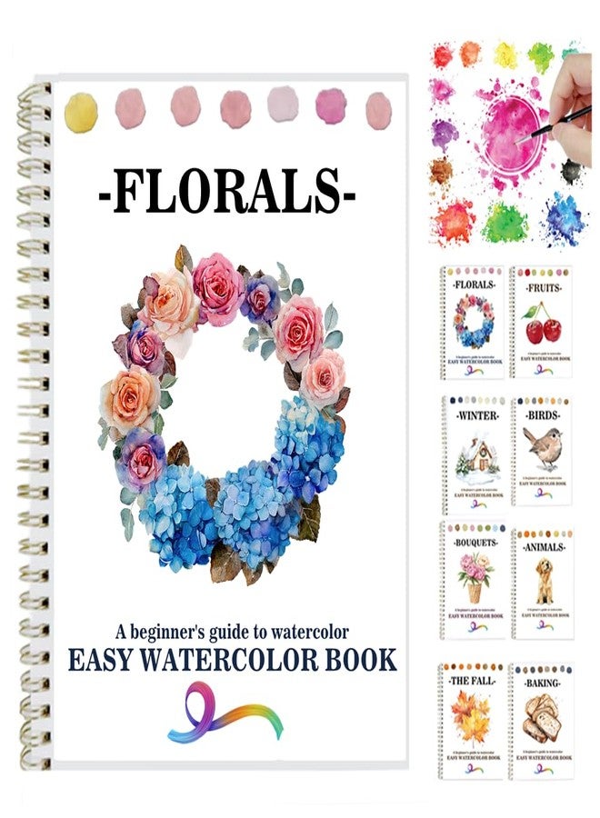 OYVOYV Watercolor Workbooks with 12 Illustractions Beginner Friendly Coloring Book Painting Kit Easy Nature Scenes Paint Set for Creative Exploration Gift for Adults (Flowers, Without Palette) - Image 1