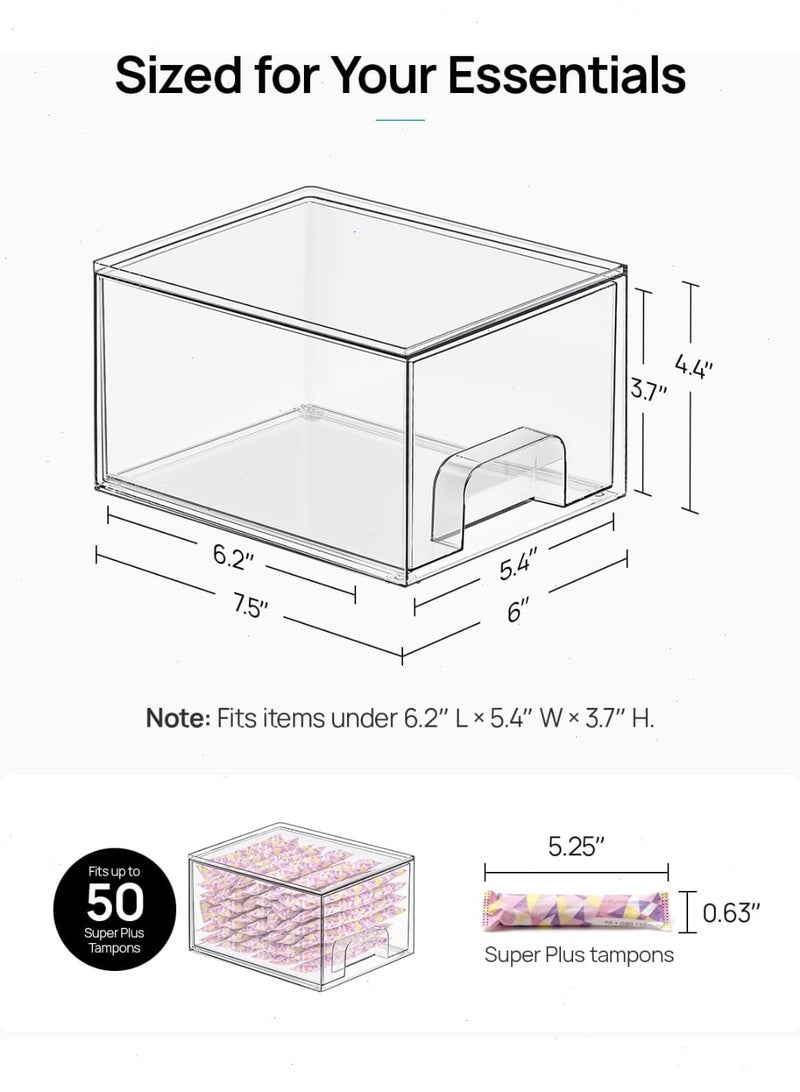 Topyich 4 Pack Small Clear Stackable Storage Drawers,Acrylic Bathroom Makeup Organizer,Plastic Storage Bins For Vanity, Undersink, Kitchen Cabinets, Pantry, Home Organization - Image 2