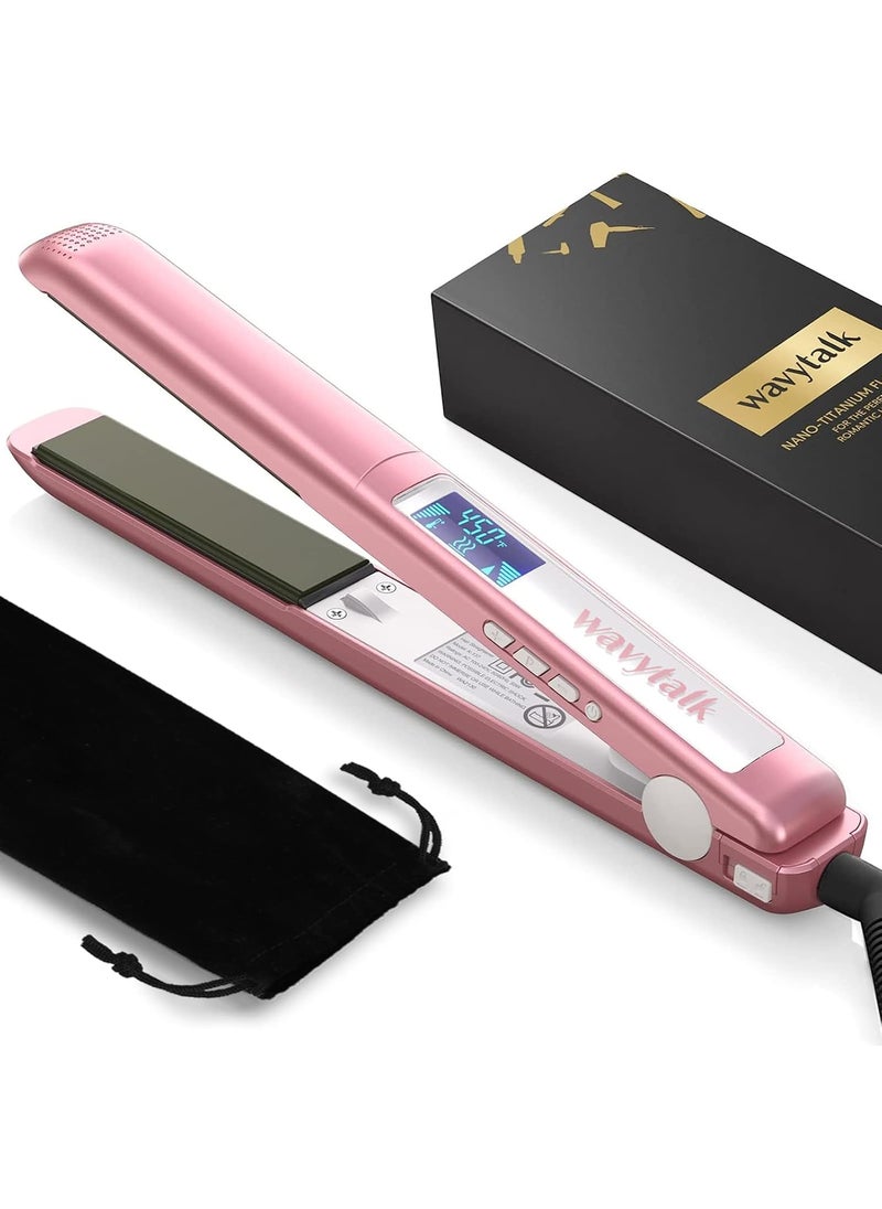 wavytalk Wavytalk Salon Flat Iron Hair Straightener Negative Ion Function with Titanium Plates Get Shinier  Smoother Hair 15 Adjustable Temp Dual Voltage  60 Mins Auto Shut Off Rose Gold 