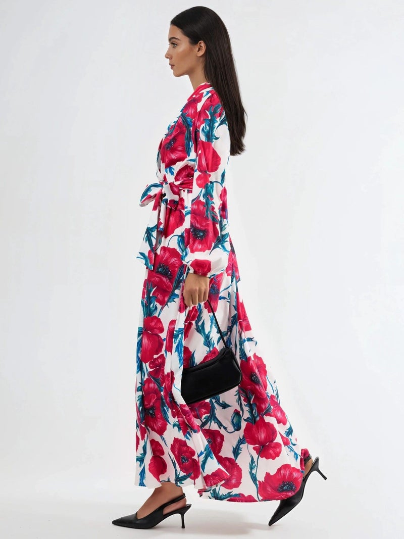 Jennyfer Floral Tie-Front Maxi Dress - Image 4