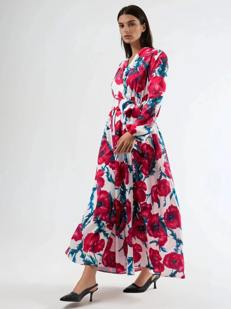 جينيفر Floral Tie-Front Maxi Dress