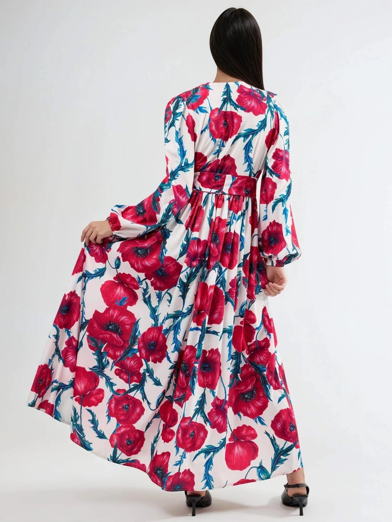 Jennyfer Floral Tie-Front Maxi Dress - Image 3