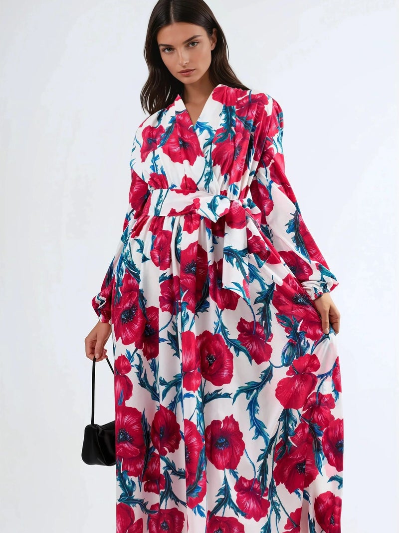 Jennyfer Floral Tie-Front Maxi Dress - Image 1