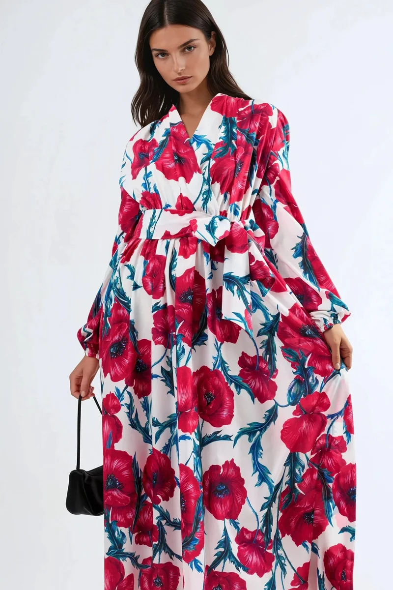 Jennyfer Floral Tie-Front Maxi Dress