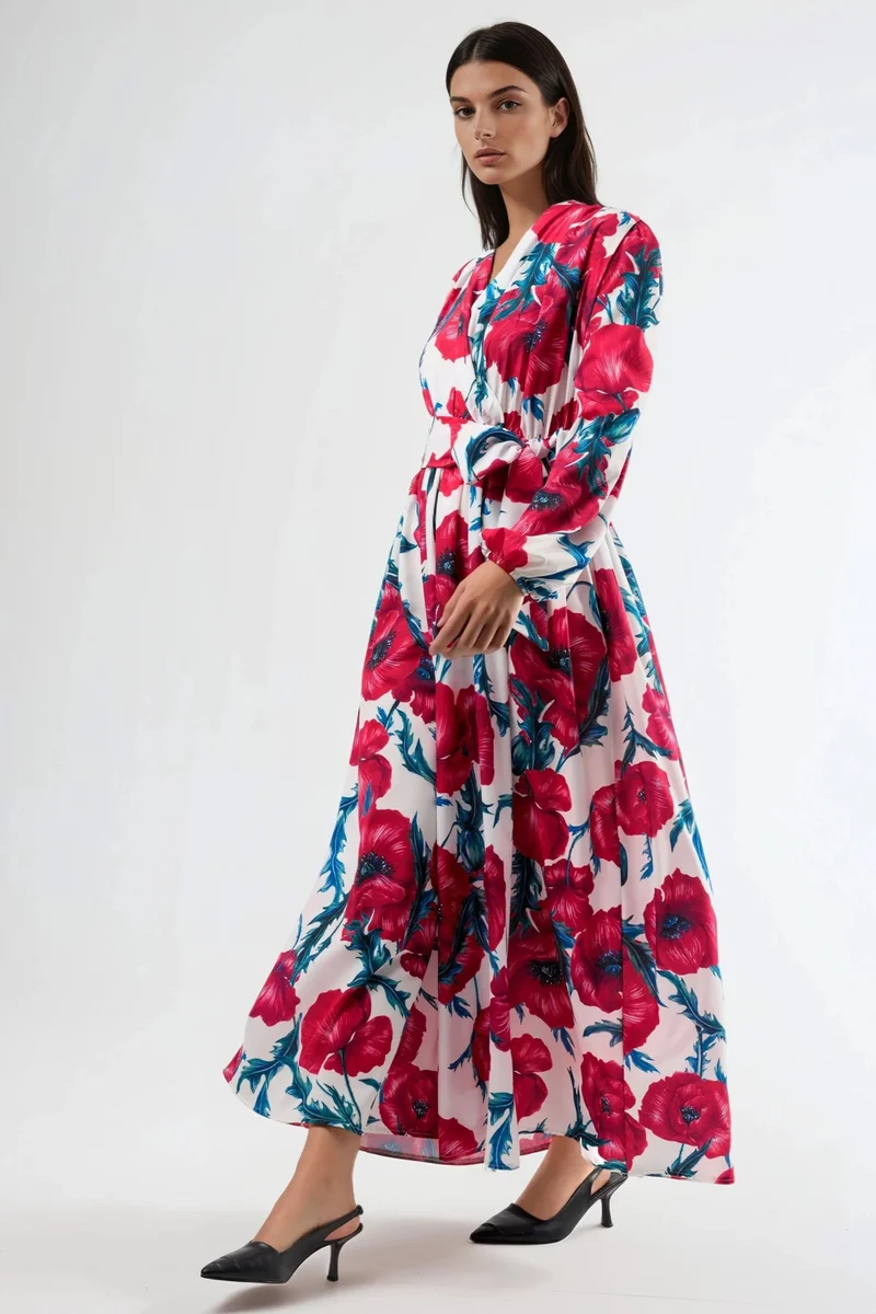 Jennyfer Floral Tie-Front Maxi Dress