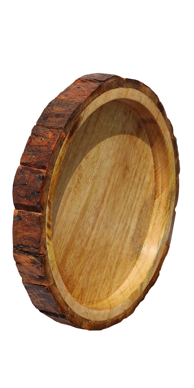CRAFTCASTLE Beautiful Table Decor Round Shape Wooden Serving Tray/Platter for Home and Kitchen (12X12x1.5) Inches - Image 3