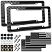 FBJTDQ American Flag License Plate Frame Black Plastic Patriotic USA Car Tag Frame 2 Pack Raised 3D Stars Stripes Holder with Screws Caps Decals - Image 2
