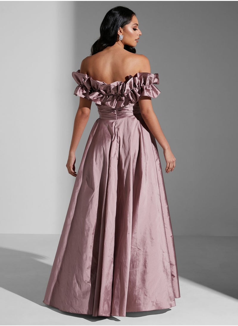 Namshi x Hadia Ghaleb Off Shoulder Ruffle Dress  - Image 2