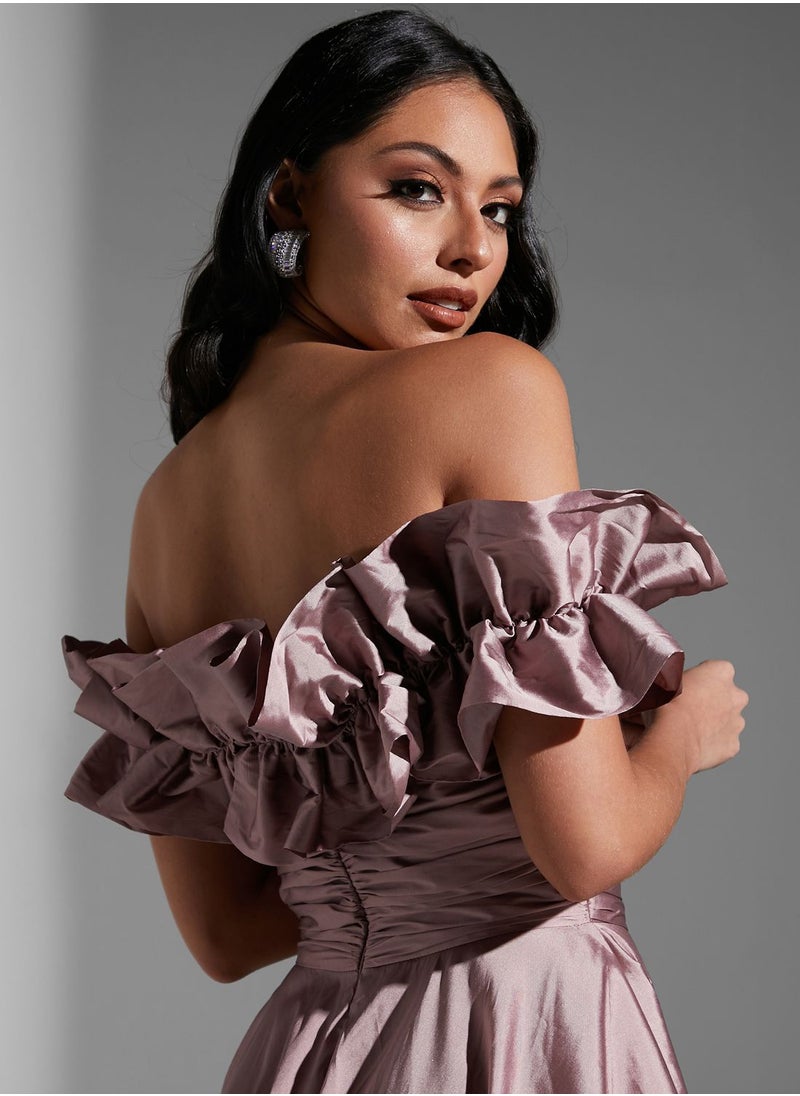Namshi x Hadia Ghaleb Off Shoulder Ruffle Dress  - Image 3