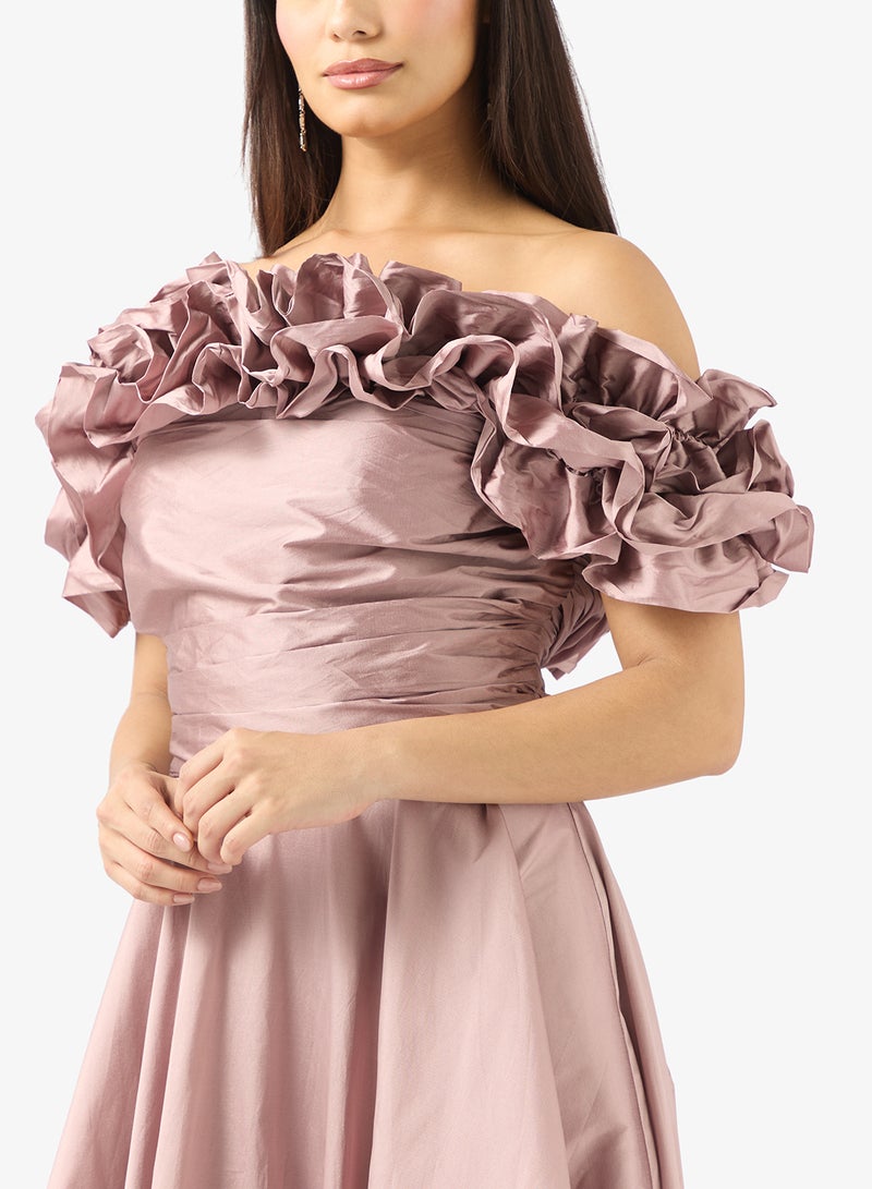Namshi x Ruffled Taffeta Gown Dress - Image 3