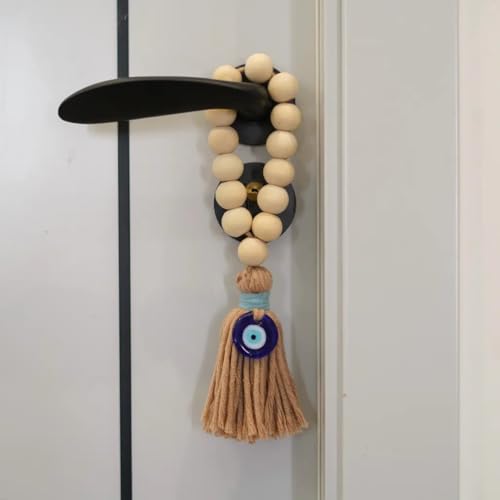 WARMINGO DE Evil Eye Hanging Ornament Glass Blue Eyes Wooden Beads Tassel Door Car Hanging | Good Luck Home Decor & Gifting - Image 1