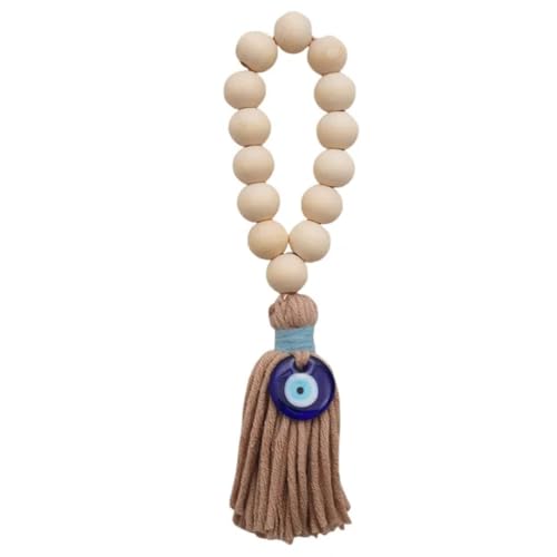 WARMINGO DE Evil Eye Hanging Ornament Glass Blue Eyes Wooden Beads Tassel Door Car Hanging | Good Luck Home Decor & Gifting - Image 4