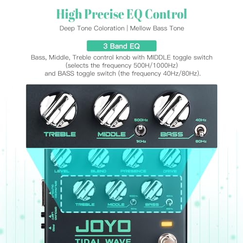 JOYO Bass Guitar Pedals Preamp Overdrive Pedal with EQ and Noise Reduction DI Output for Pop Funk Metal Bassist Electric Guitar (TIDAL WAVE R-30) - Image 3