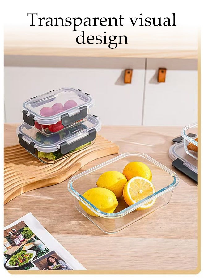 DUNISO Microwave Heating Lunch Box,High Borosilicate Glass Bowls,Airtight Lunch Containers for Microwave, Oven, Freezer and Dishwasher 1040ml - Image 3