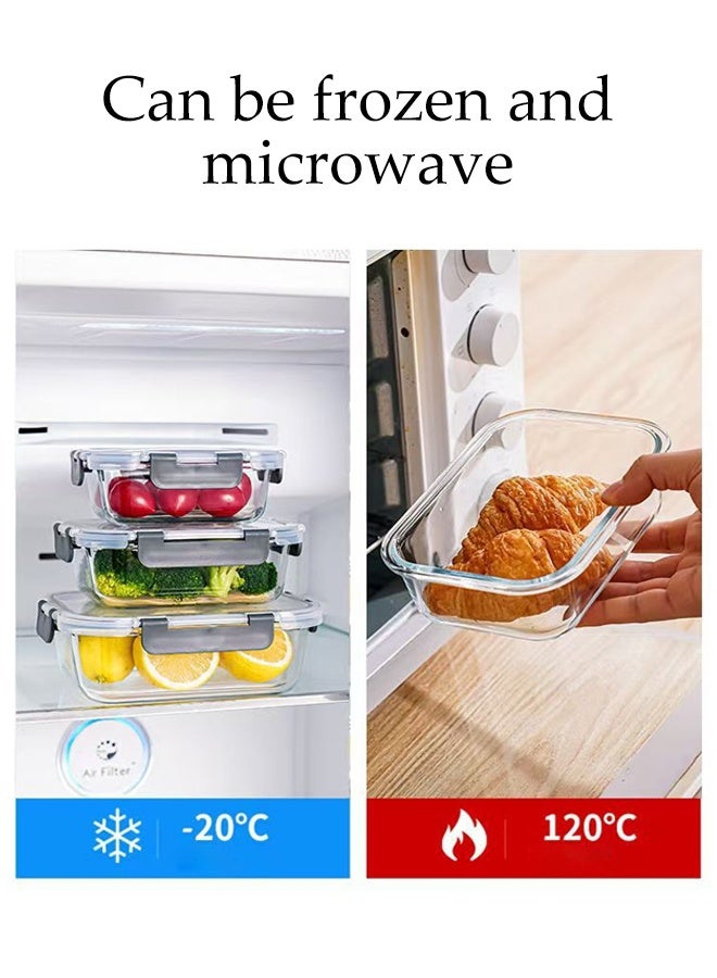 DUNISO Microwave Heating Lunch Box,High Borosilicate Glass Bowls,Airtight Lunch Containers for Microwave, Oven, Freezer and Dishwasher 1040ml - Image 4