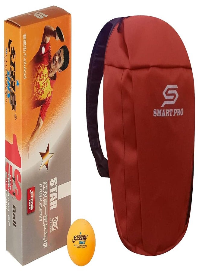 DHS TT Ball 40MM 1 Star Orange (10 Pcs Box) 40 PCS with Smart PRO TT Special Cover Speed MEHROON - Image 2