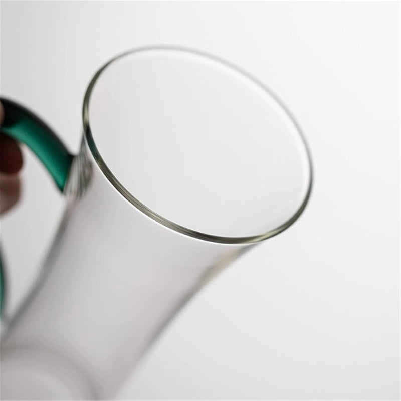 Glass Cups 180ml Clear Glass Cup with Dark Green Handle, Slim Waist Heat-resistant Teacup Cocktail Glasses - Image 3