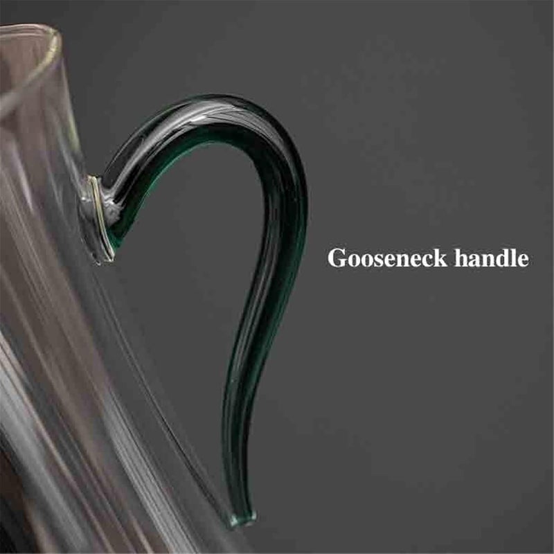 Glass Cups 180ml Clear Glass Cup with Dark Green Handle, Slim Waist Heat-resistant Teacup Cocktail Glasses - Image 4