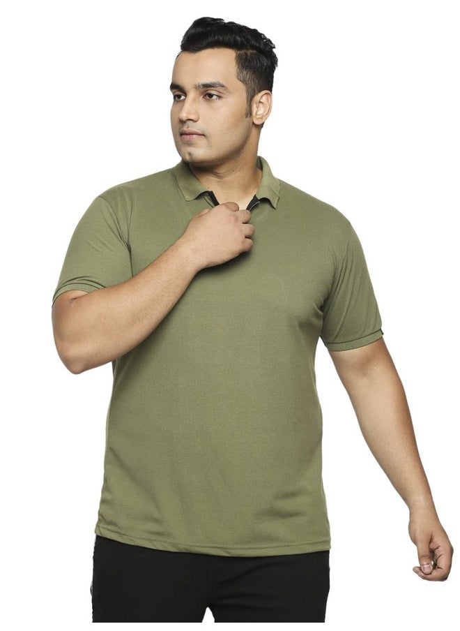 وير يور أوبينين - قميص بولو رجالي بأكمام قصيرة وياقة بولو من Wear Your Opinion (زيتوني، مقاس كبير جدًا) - Image 1