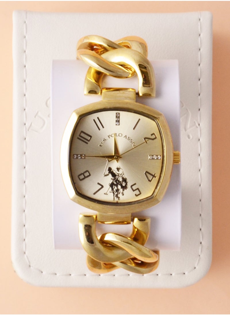U.S. Polo Assn. Women's Quartz Watch Analog Display and Gold Plated Strap USC40250  - Image 4