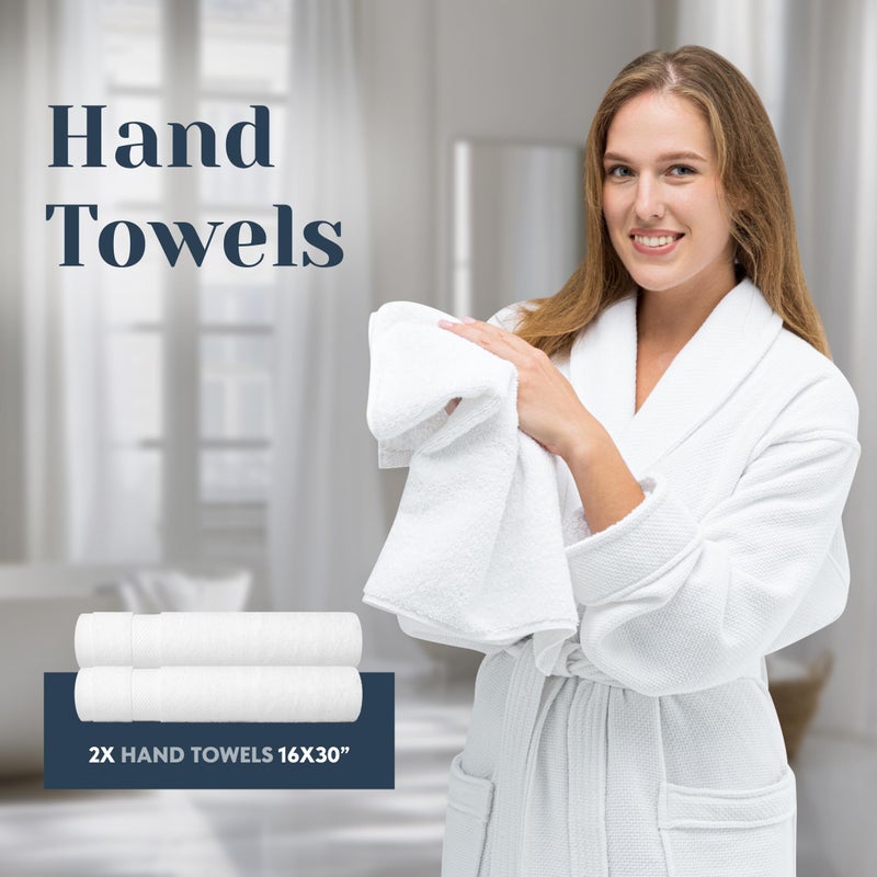 White Classic Luxury White Bath Towel Set of 8 Pieces - 100% Combed Cotton Hotel Quality Highly Absorbent Towels for Bathroom, 2 Luxury Bath Towels 700GSM, 2 Hand Towels, 4 Washcloths, [Worth $72.95], 8 Pcs, White - Image 5