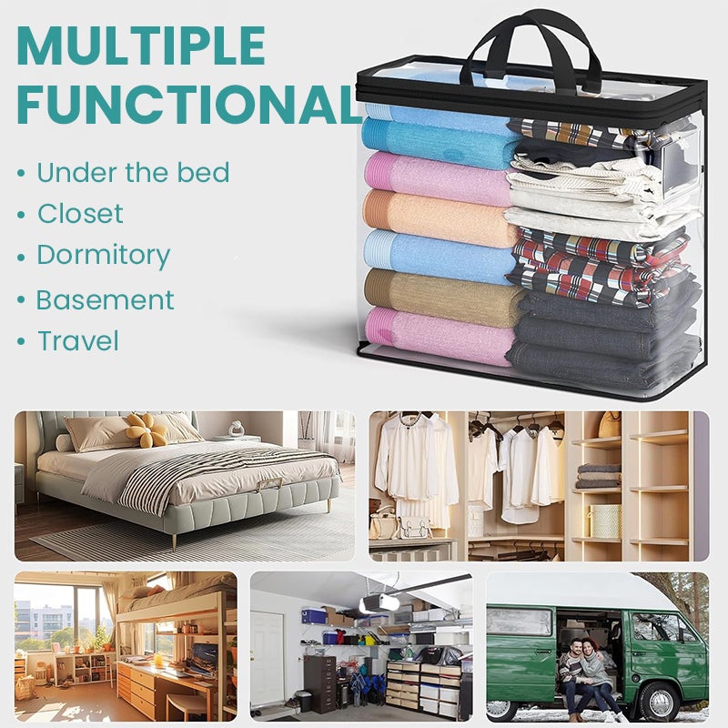HANNEA® 5Pcs Large Storage Bags, Large Capacity Clear PVC Zippered Dustproof Garment Bags Clothes Storage Bag Organizers Closet Organizers Storage with Handle, Foldable Waterproof, 45x38x13cm - Image 3