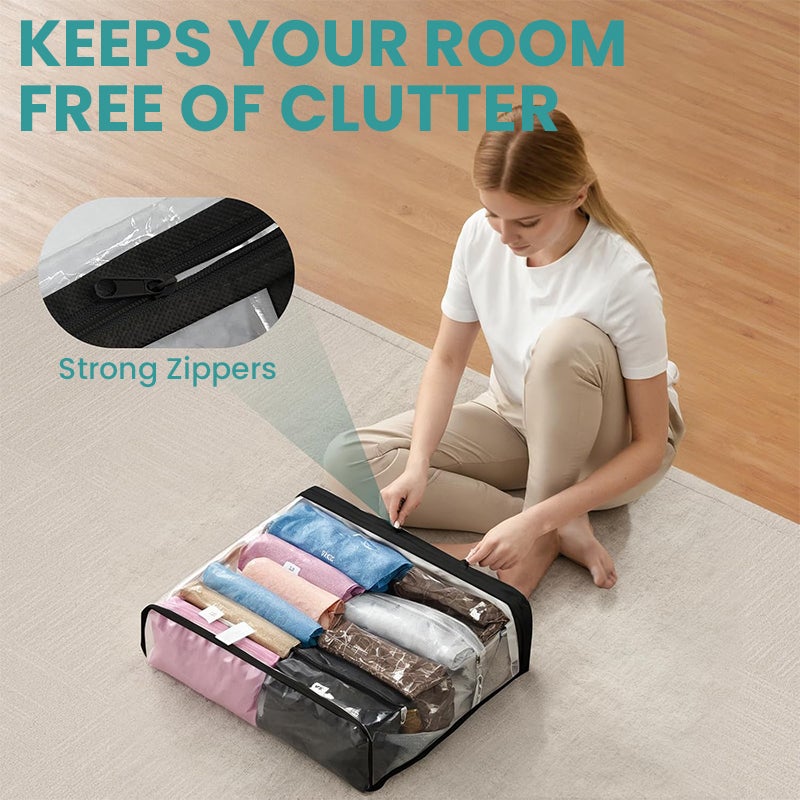 HANNEA® 5Pcs Large Storage Bags, Large Capacity Clear PVC Zippered Dustproof Garment Bags Clothes Storage Bag Organizers Closet Organizers Storage with Handle, Foldable Waterproof, 45x38x13cm - Image 5