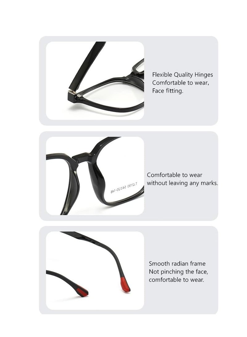 Magnetic Clip on Polarized Sunglasses for Men and Women Retro Square Eyewear with UV Protection for Night Driving Set of Three - Image 5