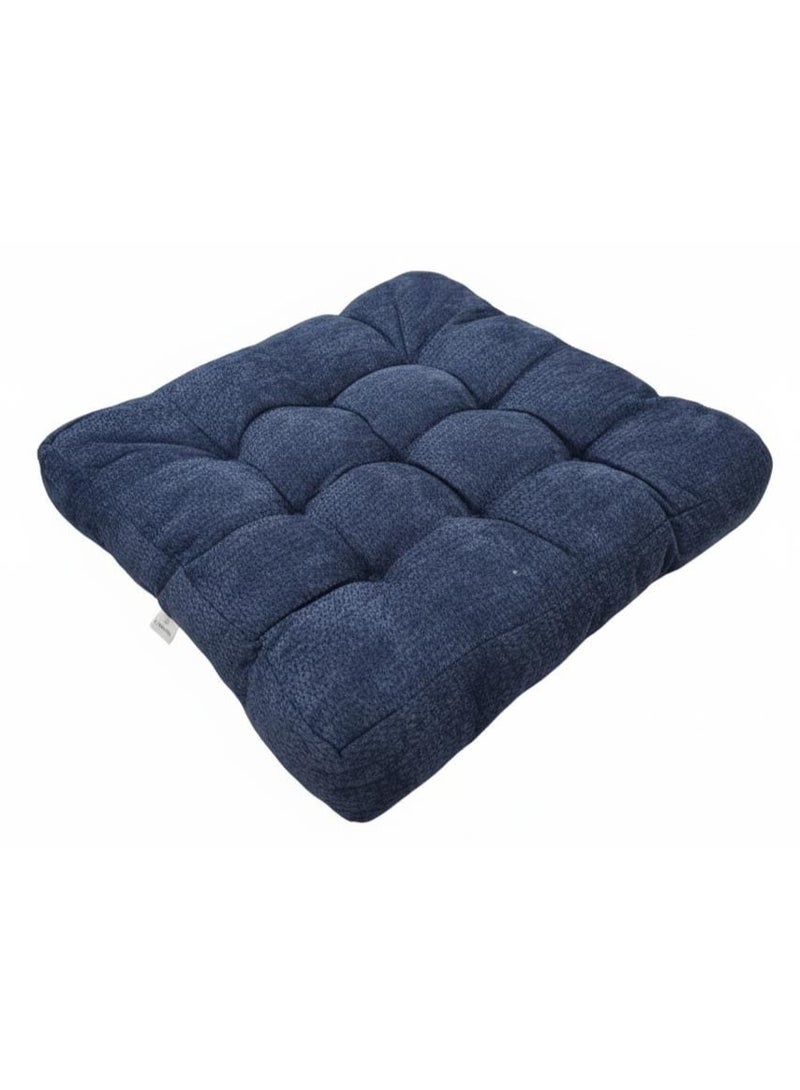 أي كي دي سي وسادة مربعة فاخرة من قماش الكوردروي من AKDC - وسادة زينة من قماش مضلع أزرق داكن، 50×50×12 سم - Image 1