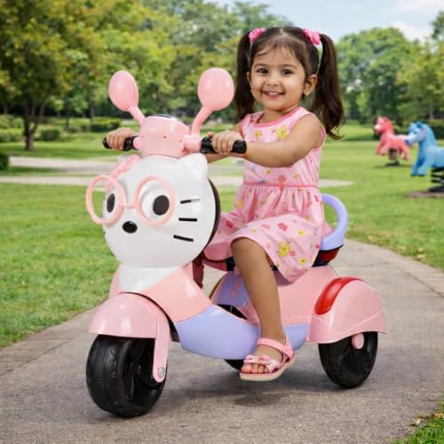 LITTLE PUP Electric Ride On Kitty Scooter Bike for1 to 5 Years Baby Girls |Electric Vehicle|6V Rechargeable Ride-On with Music,Lights & AUX|Forward/Reverse Pedal,30Kg Capacity for Kids - Image 1