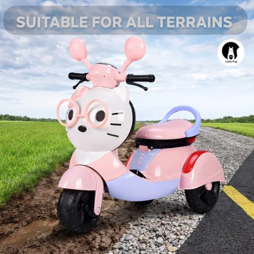 LITTLE PUP Electric Ride On Kitty Scooter Bike for1 to 5 Years Baby Girls |Electric Vehicle|6V Rechargeable Ride-On with Music,Lights & AUX|Forward/Reverse Pedal,30Kg Capacity for Kids - Image 4