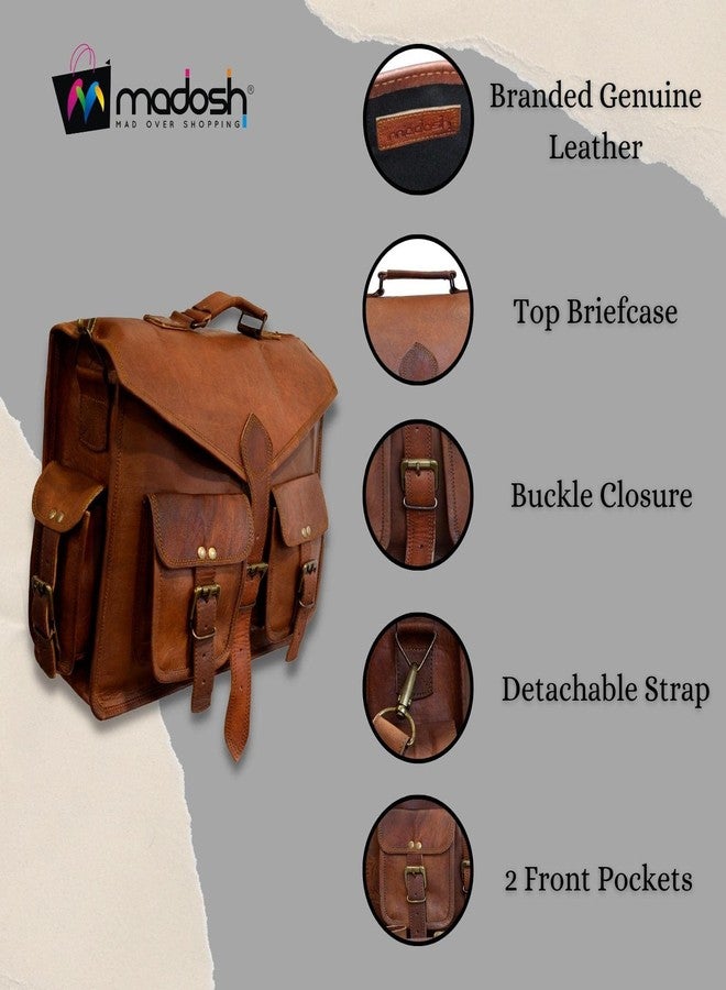 Madosh Handmade Genuine Leather Shoulder Satchel Men's Bag Business Laptop Office Messenger Briefcase Crossbody Bag - Image 2