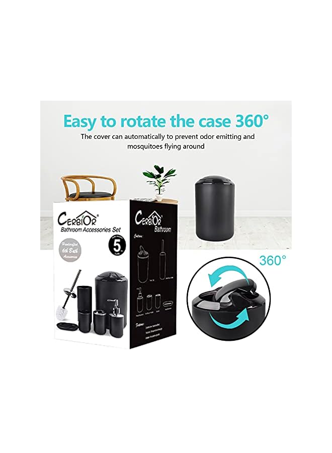 Raxoom Bathroom Accessories Set 6 Piece Bath Ensemble Includes Soap Dispenser, Toothbrush Holder, Toothbrush Cup, Soap Dish for Decorative Countertop and Housewarming Gift, Black, Large - Image 4