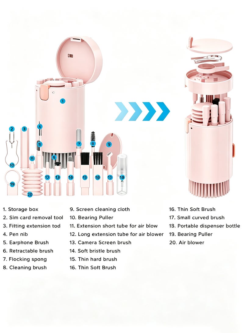 Egolav 20-in-1 Electronic Cleaning Kit, Keyboard Cleaning Tool, Portable Multi-Function Cleaning Tool for Computer Monitor, Headset, Mobile Phone, Camera, Laptop, Computer and Bluetooth Headset (Pink) - Image 2