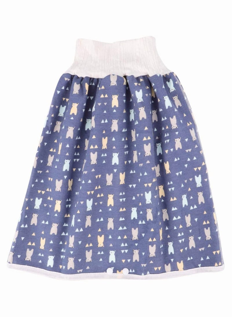 Baby Nappy Skirt Cotton Diaper Training Pants Washable Waterproof Reusable Toddler Training Underwear for Pee Nappy Potty Training Dark Blue - Image 1