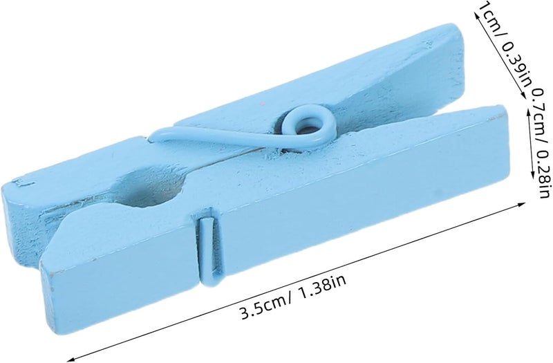 IMIKEYA 200pcs Blue Wooden Clothespins 35mm Laundry Pegs and Photo Clips Craft Pins for Hanging Pictures Clothes DIY Decoration Shower Games - Image 2