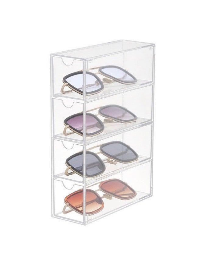WAOKN Drawer Dressing Table/Cosmetics Storage Box/Glasses Storage Box, 1 Piece Set Includes 4 Storage Boxes,Clear  - Image 2
