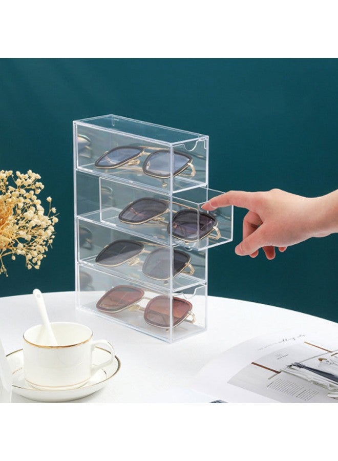 WAOKN Drawer Dressing Table/Cosmetics Storage Box/Glasses Storage Box, 1 Piece Set Includes 4 Storage Boxes,Clear  - Image 5