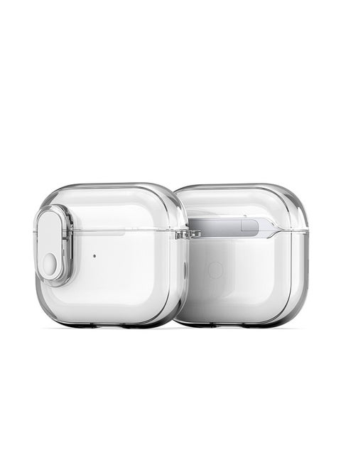 For Airpods4 Bluetooth Headset Protective Case AirpodsPro2 Ice Crystal Transparent For Apple Earphone Case Wholesale-Color:Ice Crystal Earphone Cover Transparent + White-Applicable Model:Airpods Generation 3