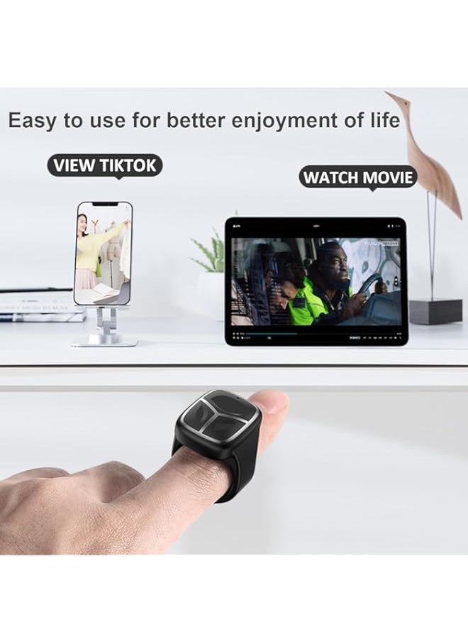 Generic - TikTok Remote Control, Bluetooth Scroller Ring APP Page Turner for Cell Phone Fingertip Controller Video Camera Remote Shutter, Scrolling Ring for iOS Andriod HarmonyOS, Black, 1 Pcs - Image 1