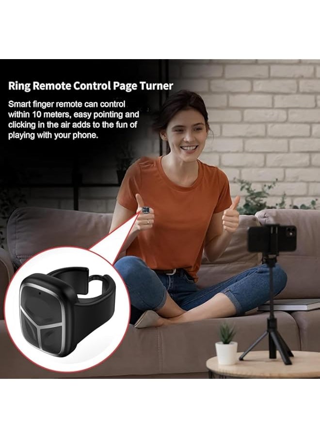 Generic - TikTok Remote Control, Bluetooth Scroller Ring APP Page Turner for Cell Phone Fingertip Controller Video Camera Remote Shutter, Scrolling Ring for iOS Andriod HarmonyOS, Black, 1 Pcs - Image 1