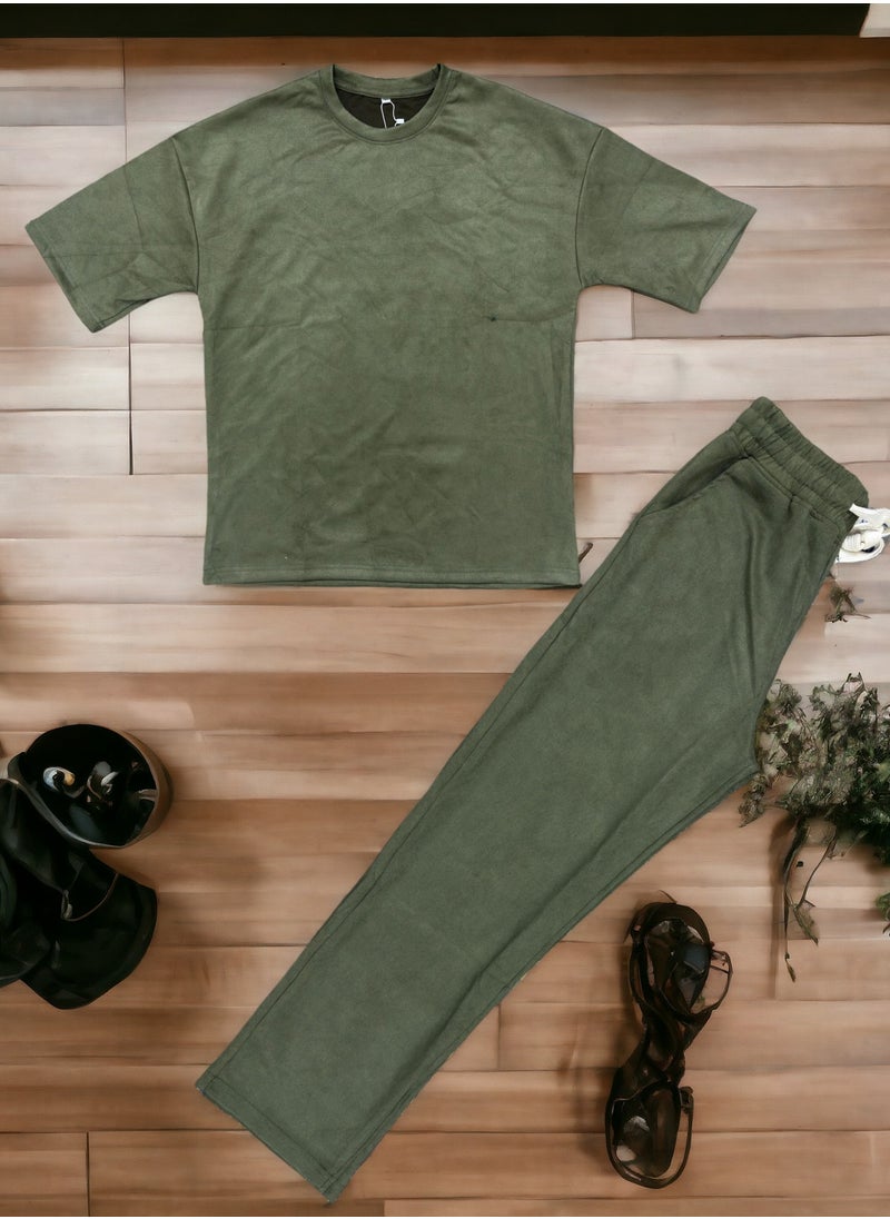Golden Eagle Comfort Classics T-shirt: Oversized Tee & Pants Set Effortlessly Stylish Essentials  - Image 1