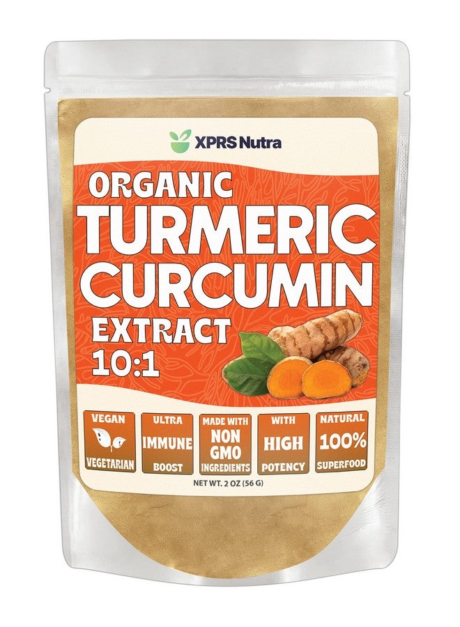 XPRS Nutra مسحوق الكركم العضوي المستخرج 10:1 مسحوق الكركمين العضوي الممتاز من وزارة الزراعة الأمريكية لصحة المناعة مناسب للنباتيين كركمين نقي لصحة الأمعاء (2 أونصة) - Image 1