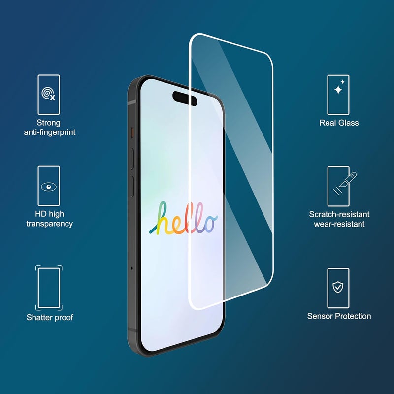 Ailun 3 Pack Screen Protector for iPhone 15 [6.1 inch] + 3 Pack Camera Lens Protector with Installation Frame,Case Friendly Tempered Glass Film,[9H Hardness] - HD - Image 3