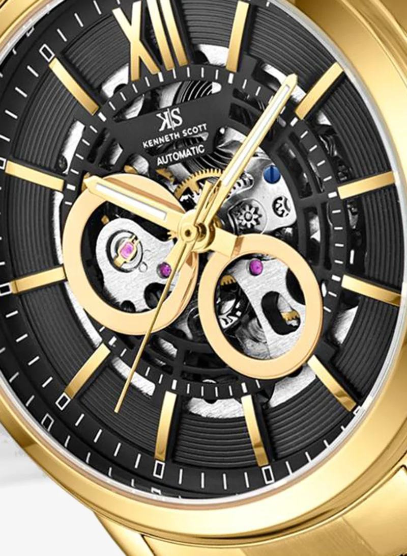 Kenneth Scott Black Men's Stainless Steel Automatic  Watch K24324-GBGB - 43.5 mm for Men | Best Price UAE