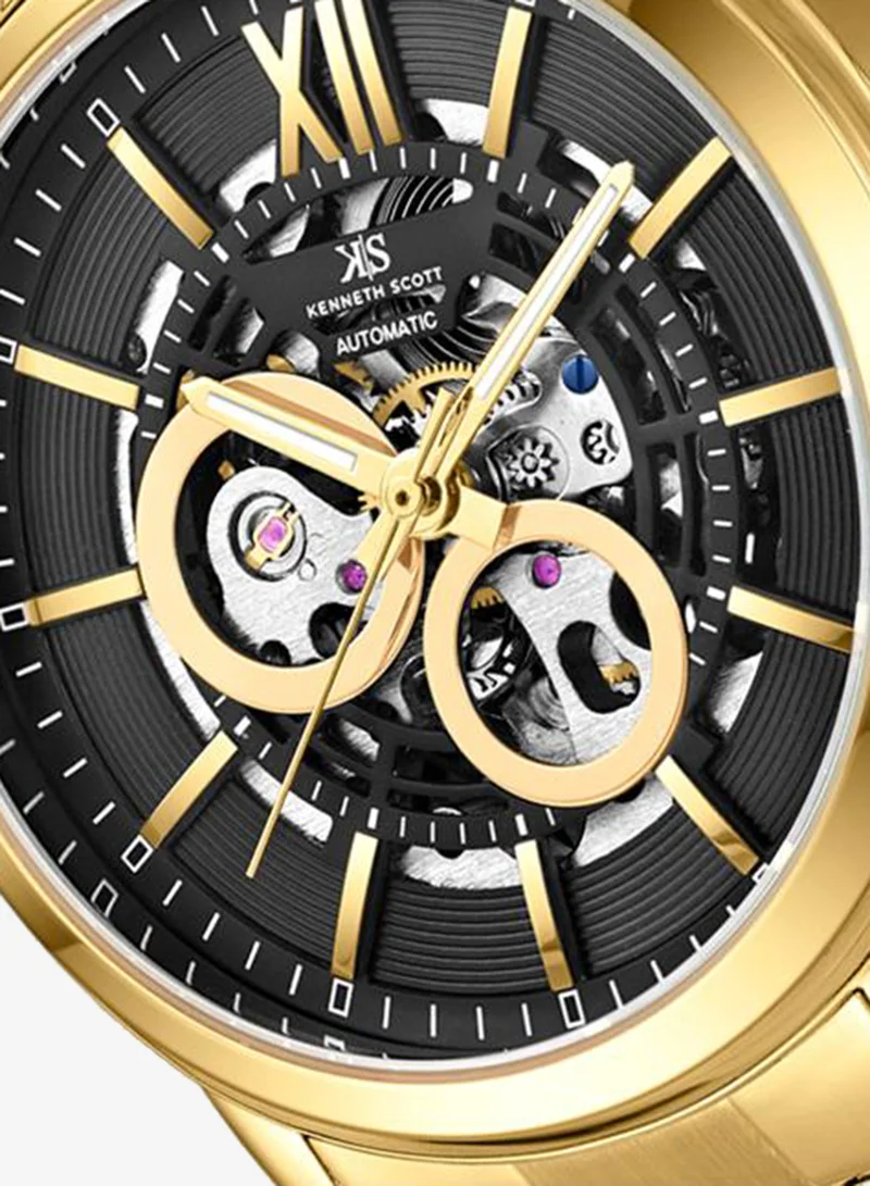 Kenneth Scott Black Men's Stainless Steel Automatic  Watch K24324-GBGB - 43.5 mm for Men | Best Price UAE